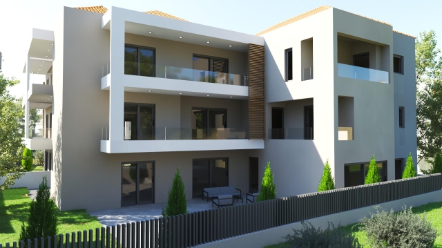 Νέα τριώροφη οικοδομή κατοικιών με υπόγειο και πισίνα